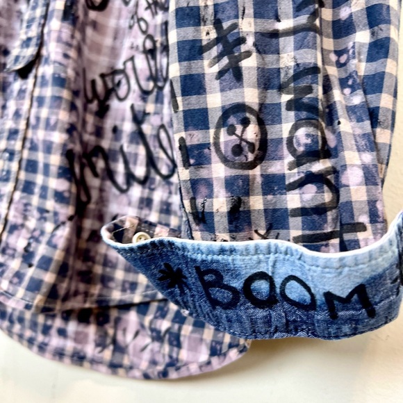 pre loved + remixed checkered button down by catchoo - Picture 2 of 4